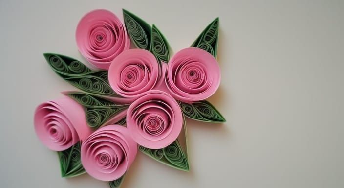 Intricate Origami Pink Roses: Paper Quilling Art