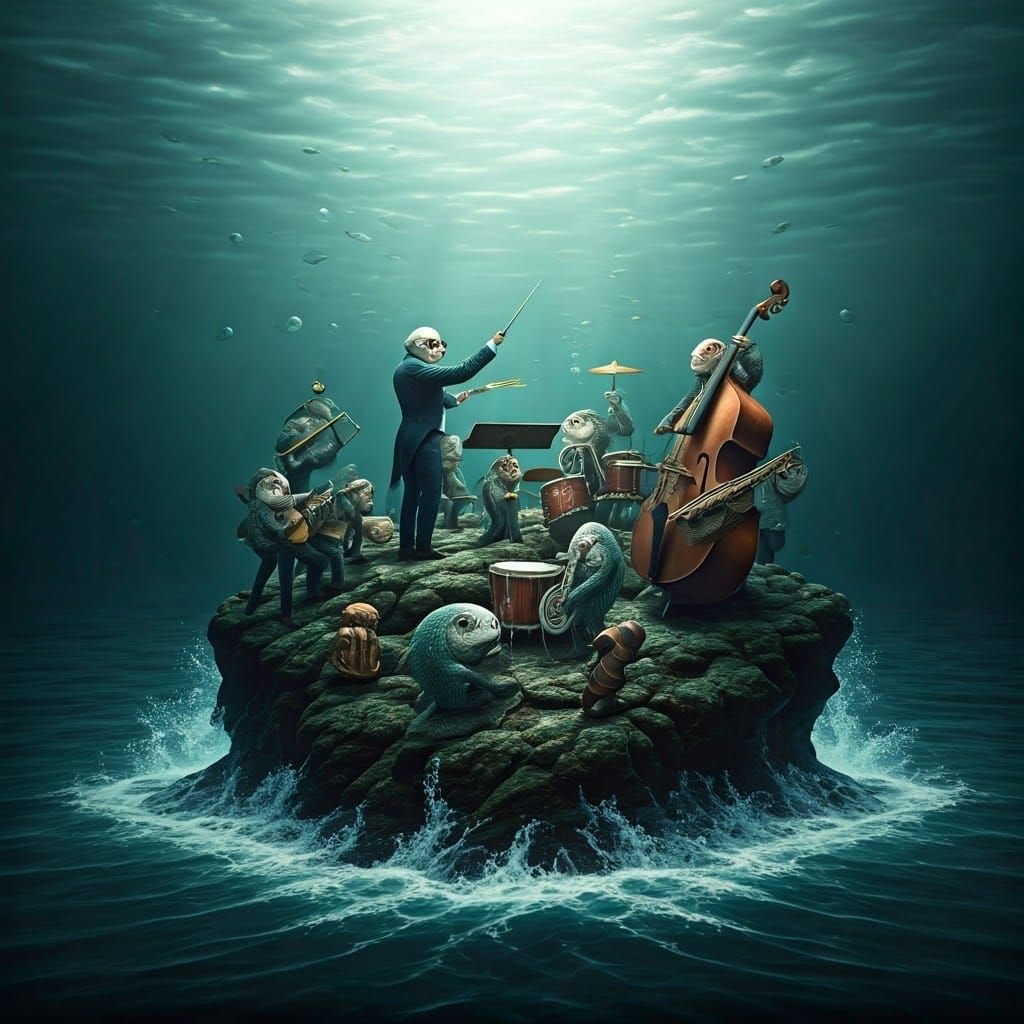 Underwater Symphony in a Dramatic, Mist-Shrouded Seascape