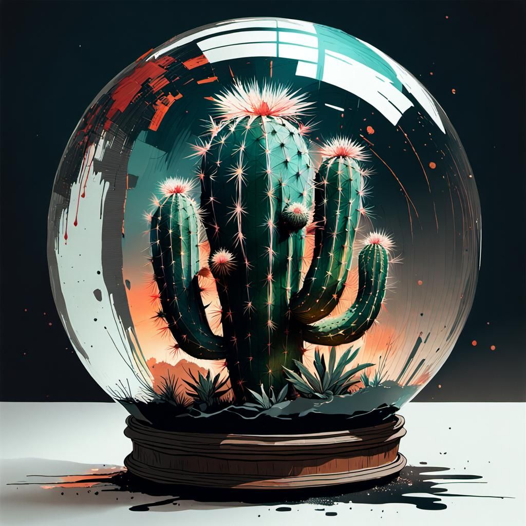 Exploding Paint Cactus in Glass Ball: Hyperdetailed Graphic ...
