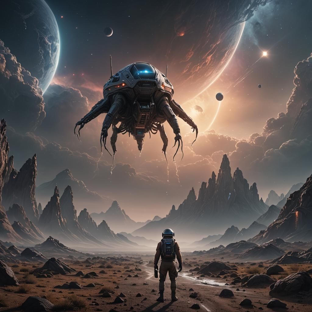 Sci-Fi Orion ET Hybrid Digital Painting