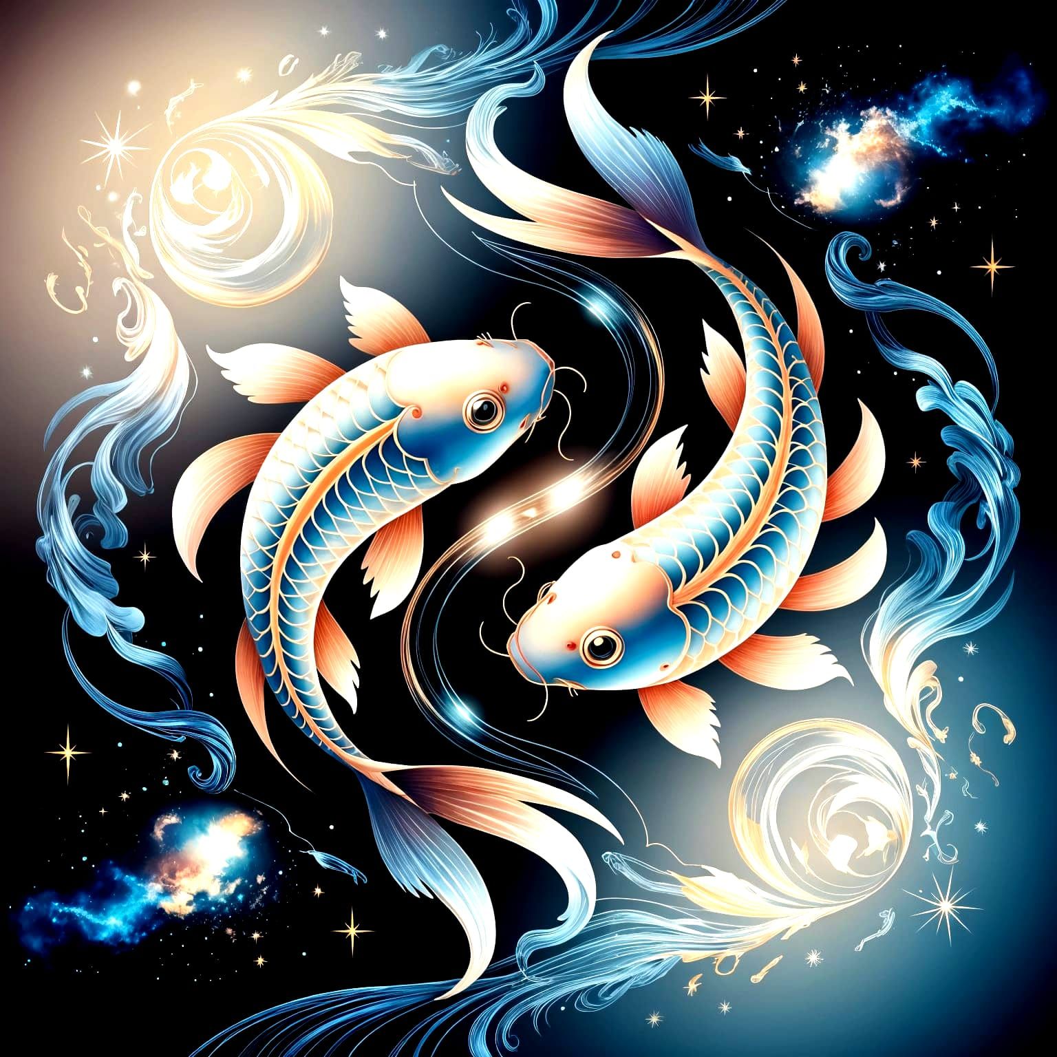 Ethereal Koi in Cosmic Harmony