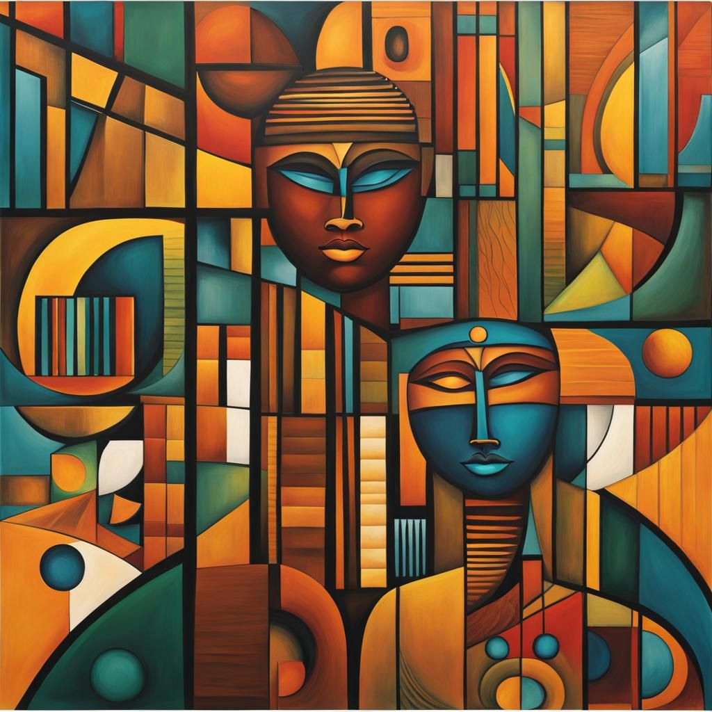 African Nature in Cubist Art Style