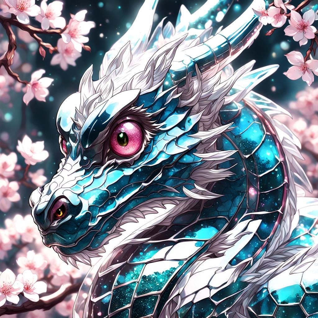 Glass Dragon Portrait in Anime Style