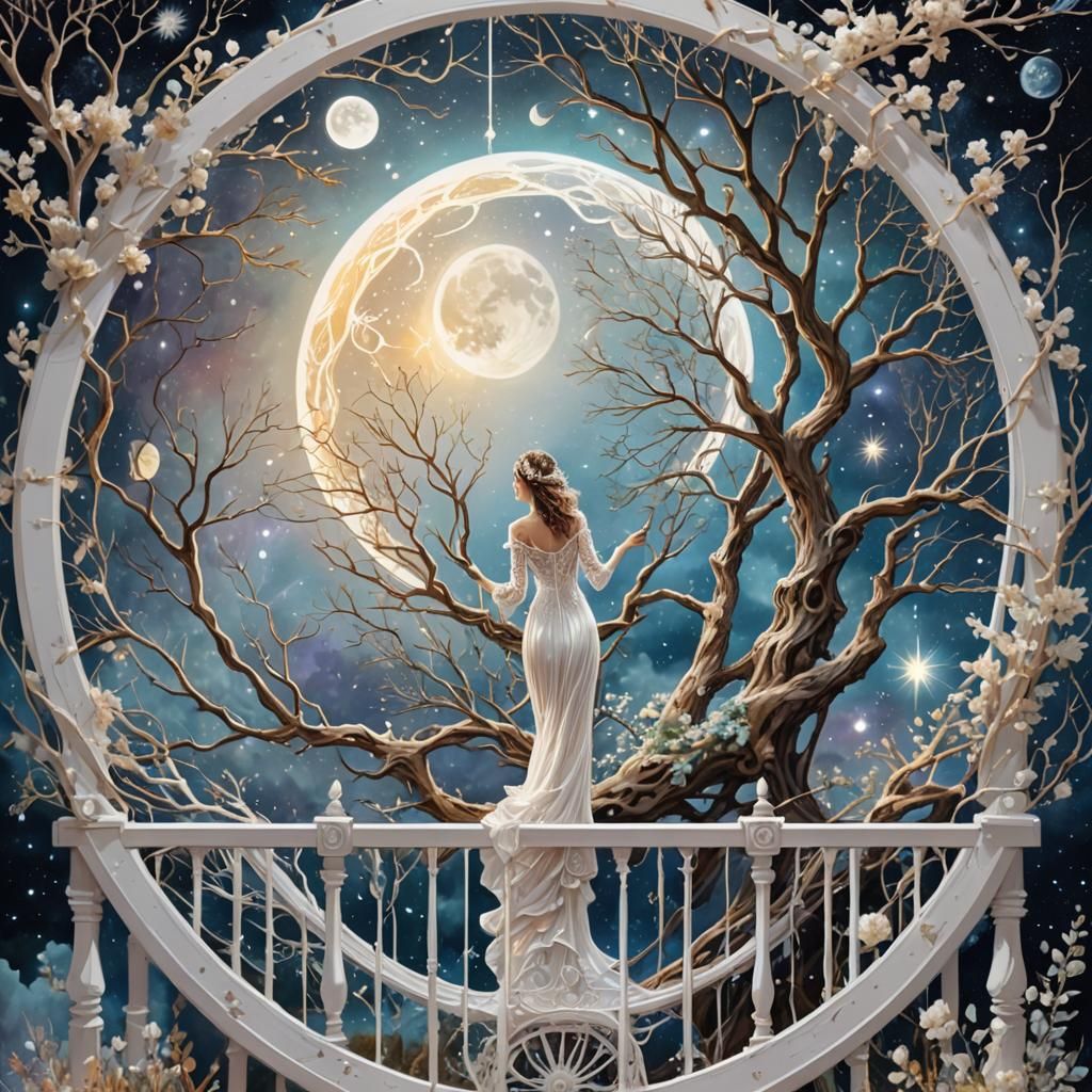 Cosmic Wedding Day: Astral Holographic Illustration