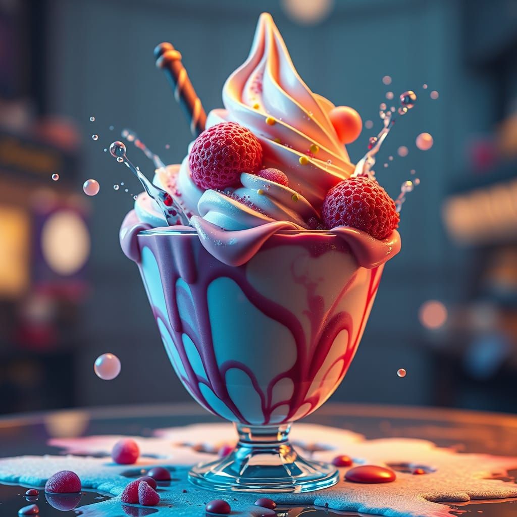 Vibrant Fantasy Sundae in Rich, Deep Colors