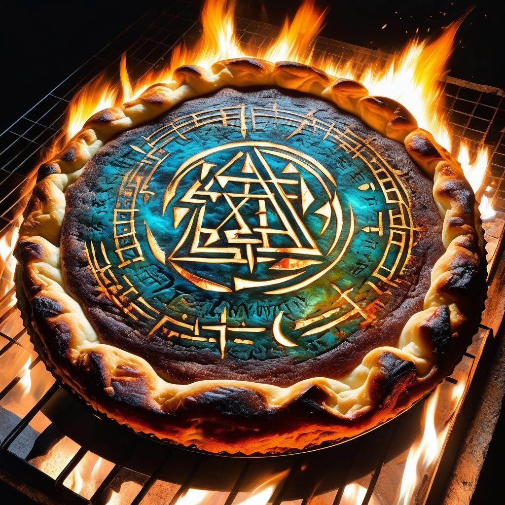 Runic Pie with Fire Engraved Runes