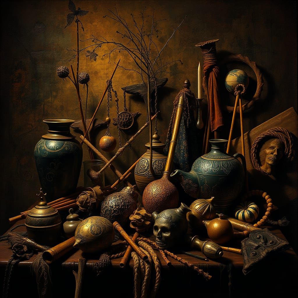 Mystical Still Life with Ornate Textures