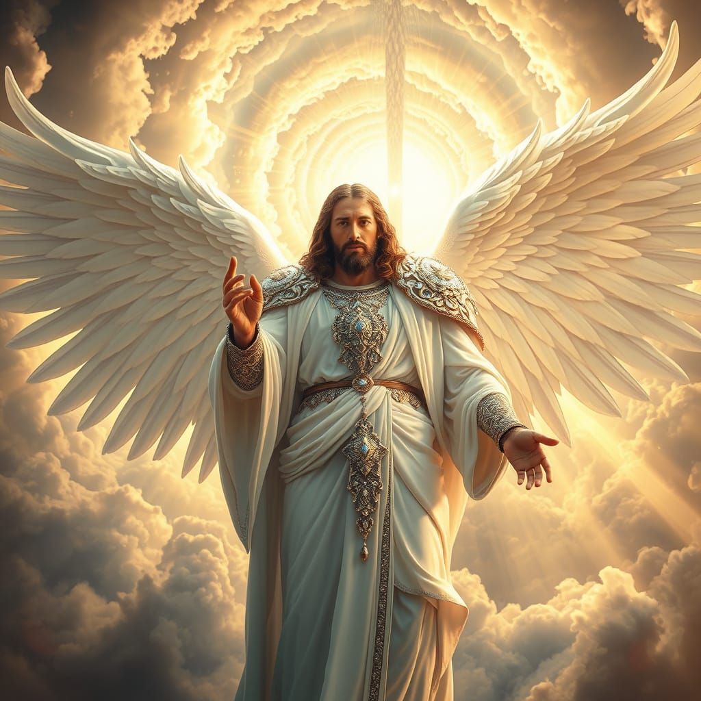 Divine Jesus Christ in Crystal Armor and Wings