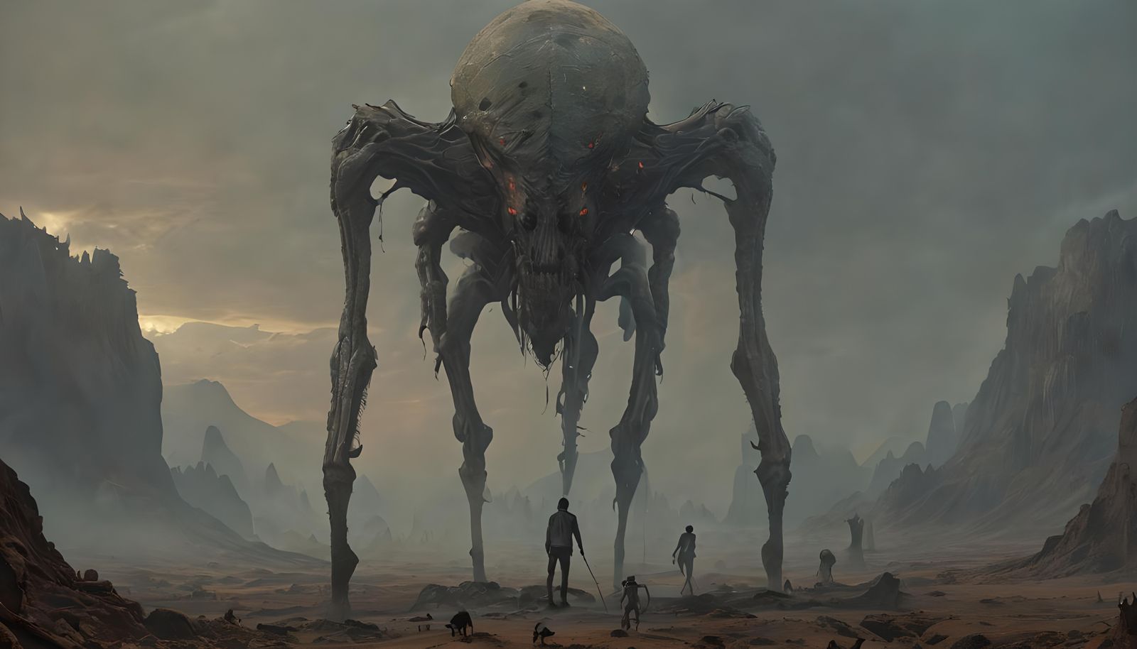 Cosmic Alien Contact in Surreal Horror Style