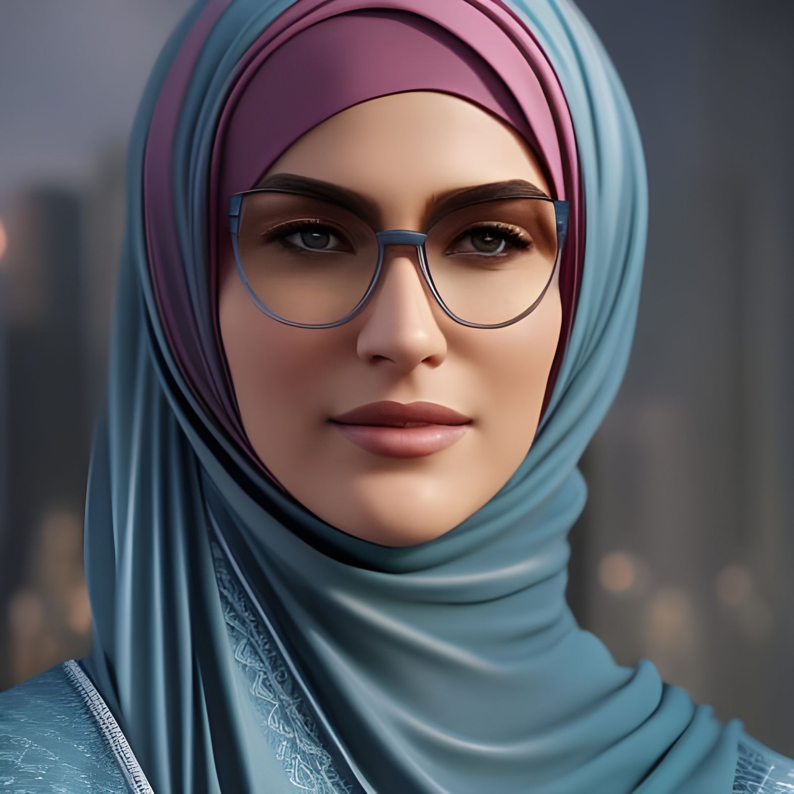 Woman with Hijab Portrait in Hyperdetailed Style