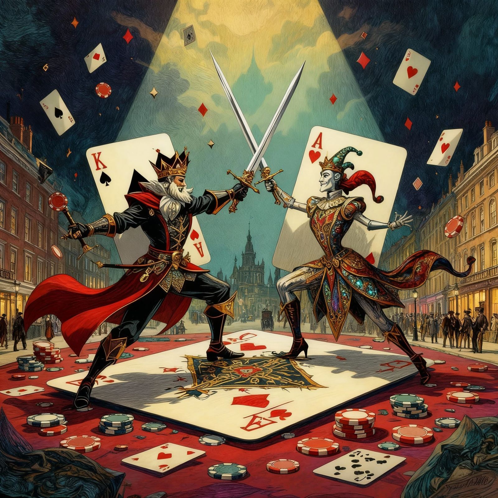 King and Jack Duel on Giant Joker in 1800s London