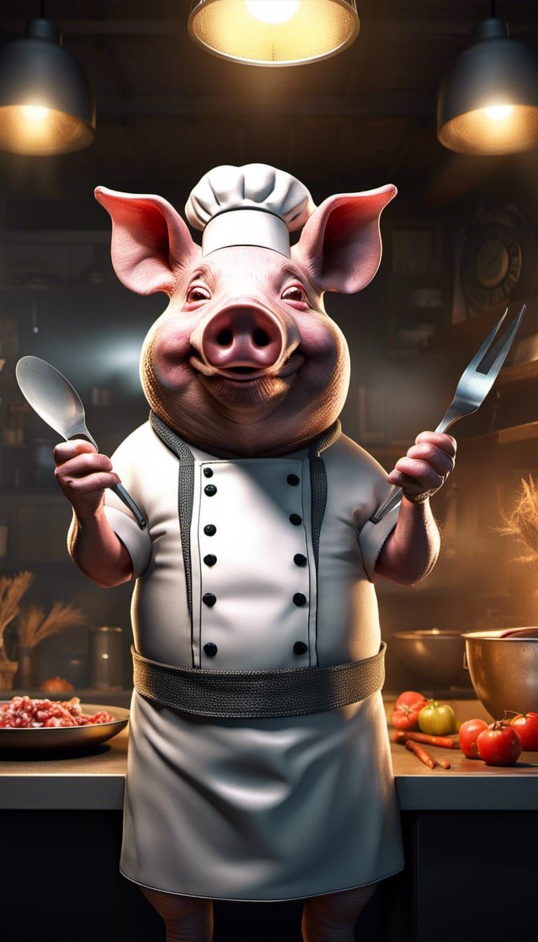 Chef Pig in Realistic 8k Resolution