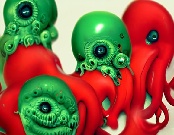 Monstrous Octopus Attacks Shark in Digital Illustration