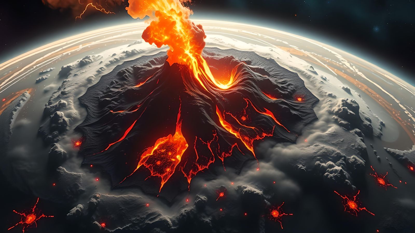 Erupting Supervolcano on Jupiter: Hyperrealistic Satellite V...