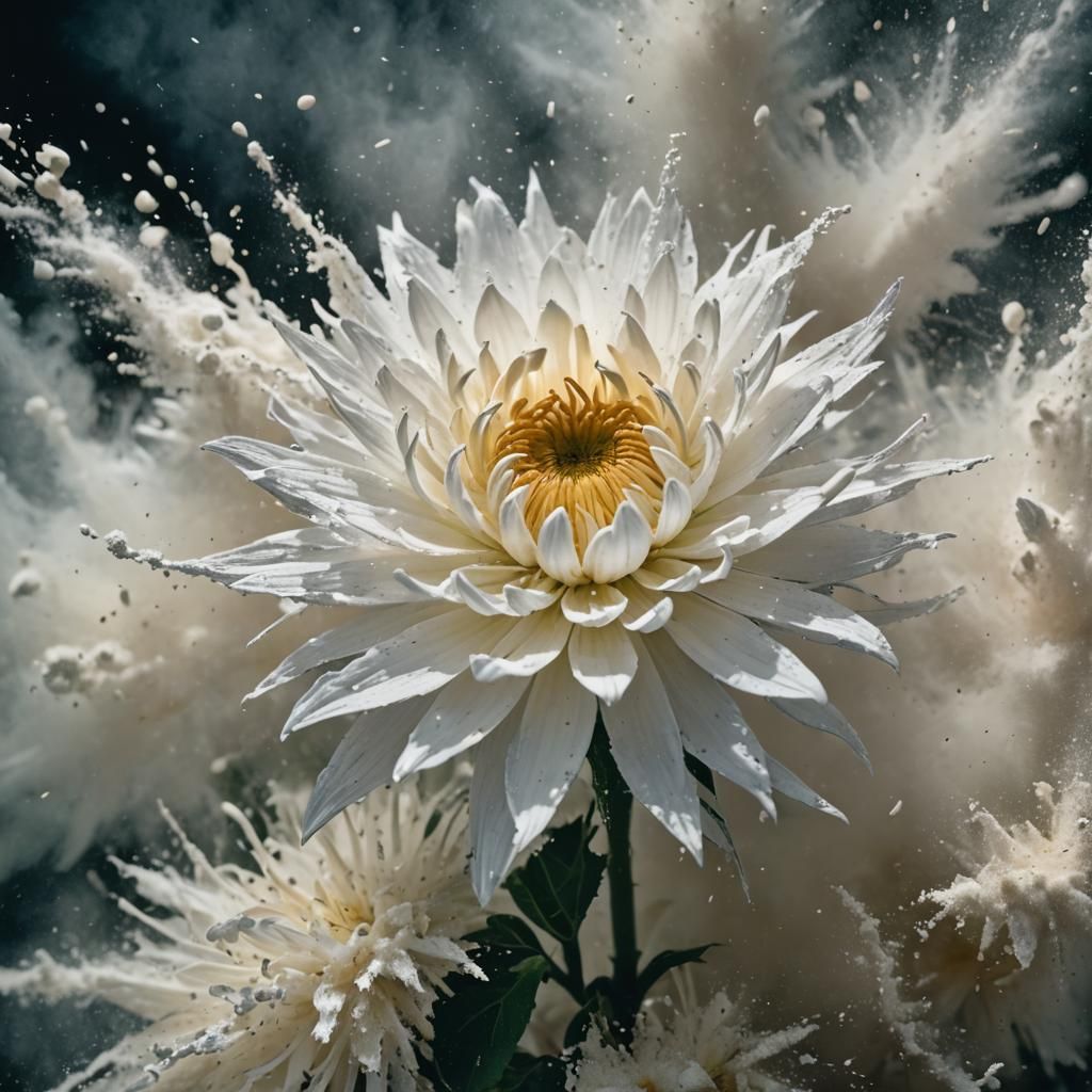 Exploding Powder Flower: Cinematic Film Still