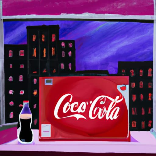 Coca-Cola Can in 90s Pastel Cityscape