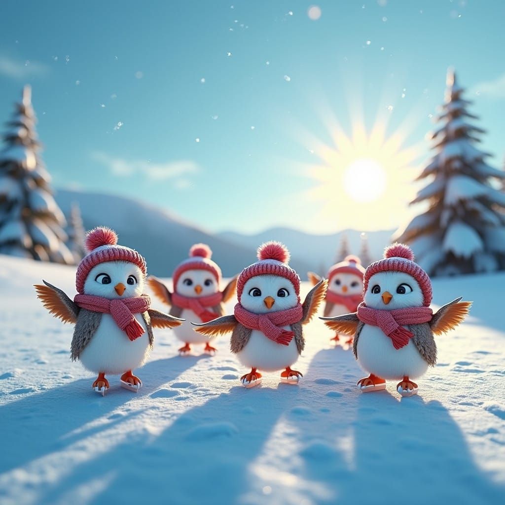 Joyful Winter Wonderland in Vibrant 3D Digital Art