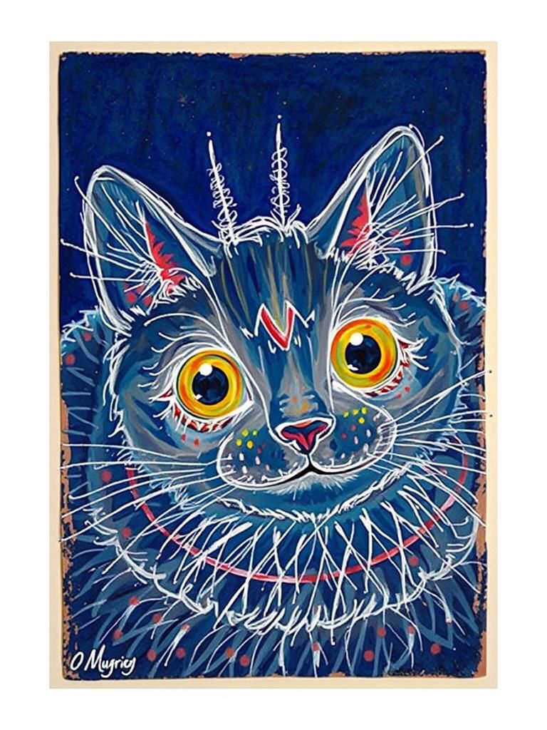 Tired Kitten in Watercolor Style