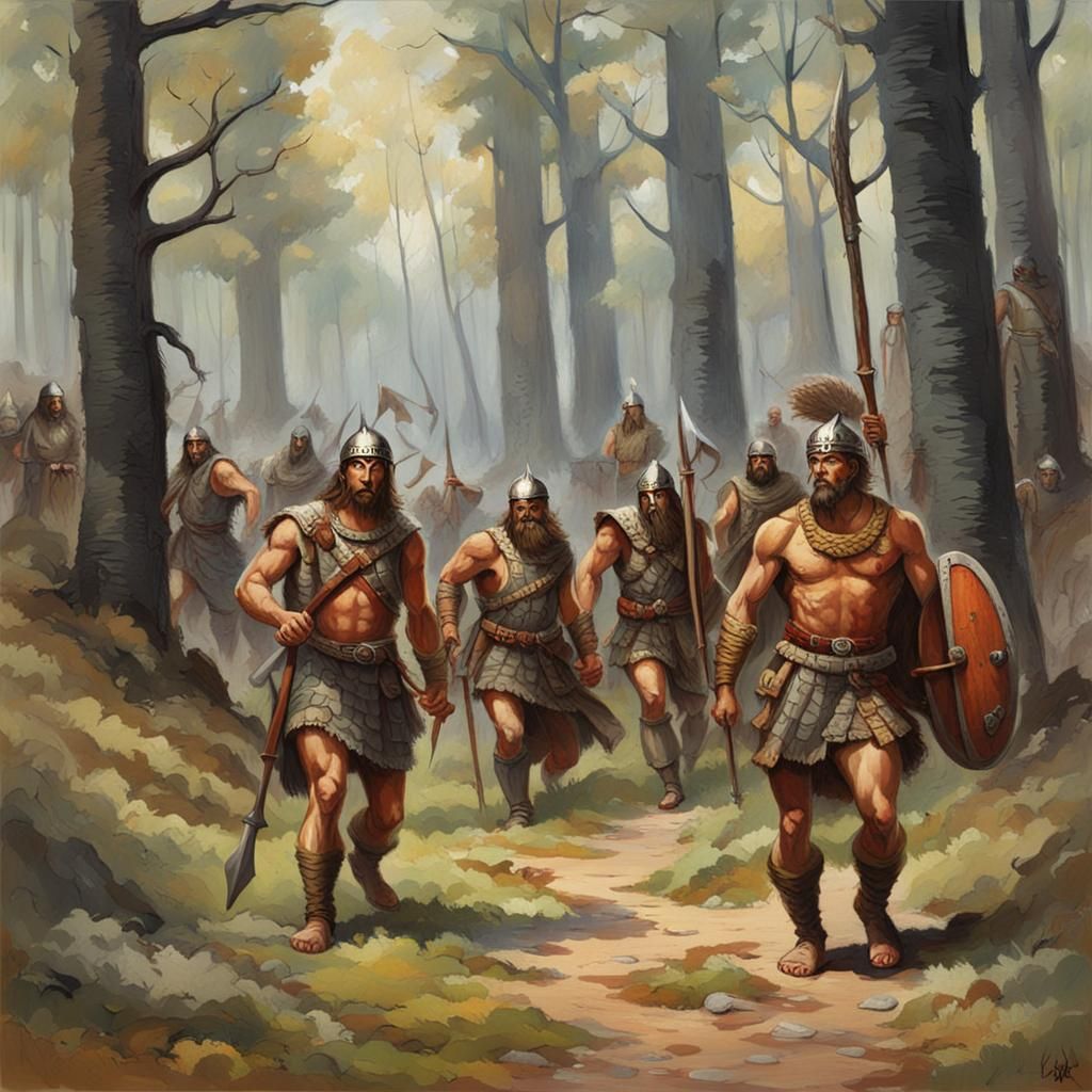 Barbarians in the Woods Painting