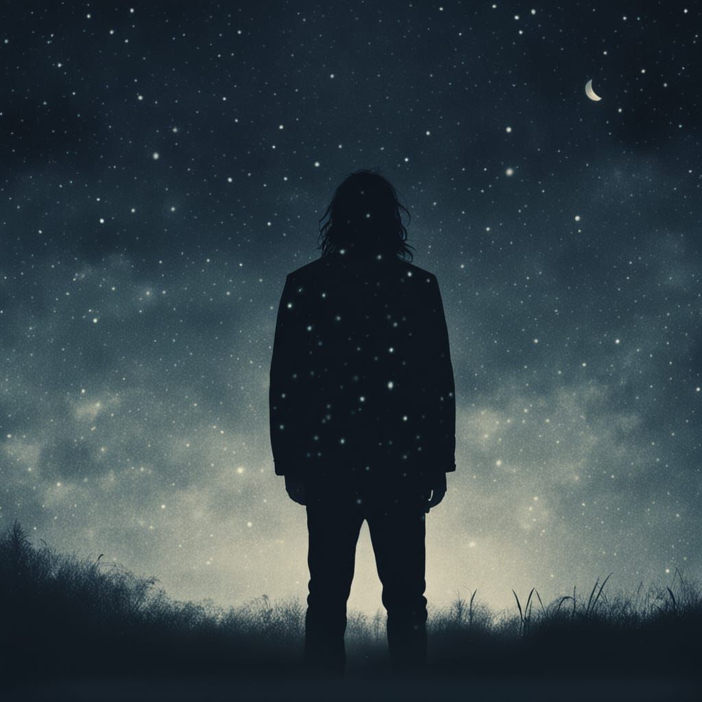 Grieving Man Silhouette in Moody Film Still