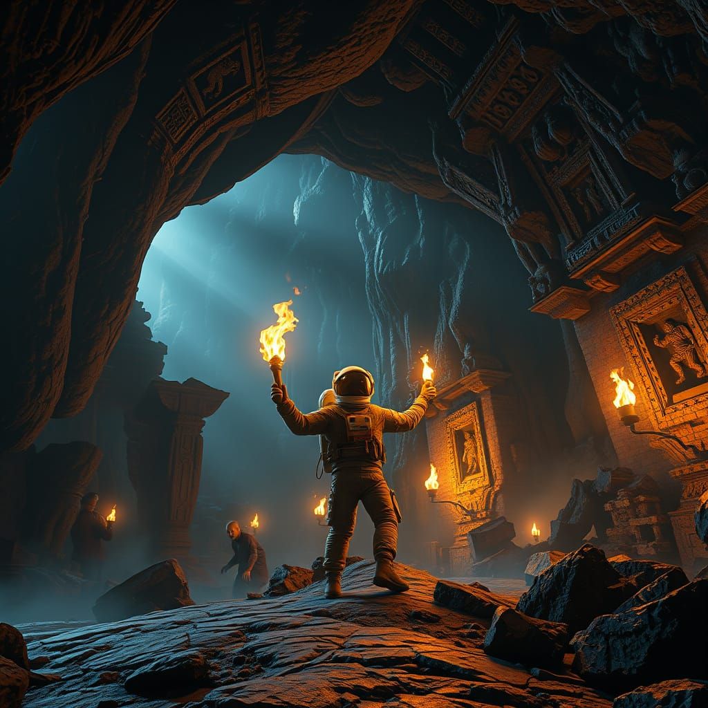 Epic Astronaut Discovers Ancient Ruins in a Fantastical Cave...