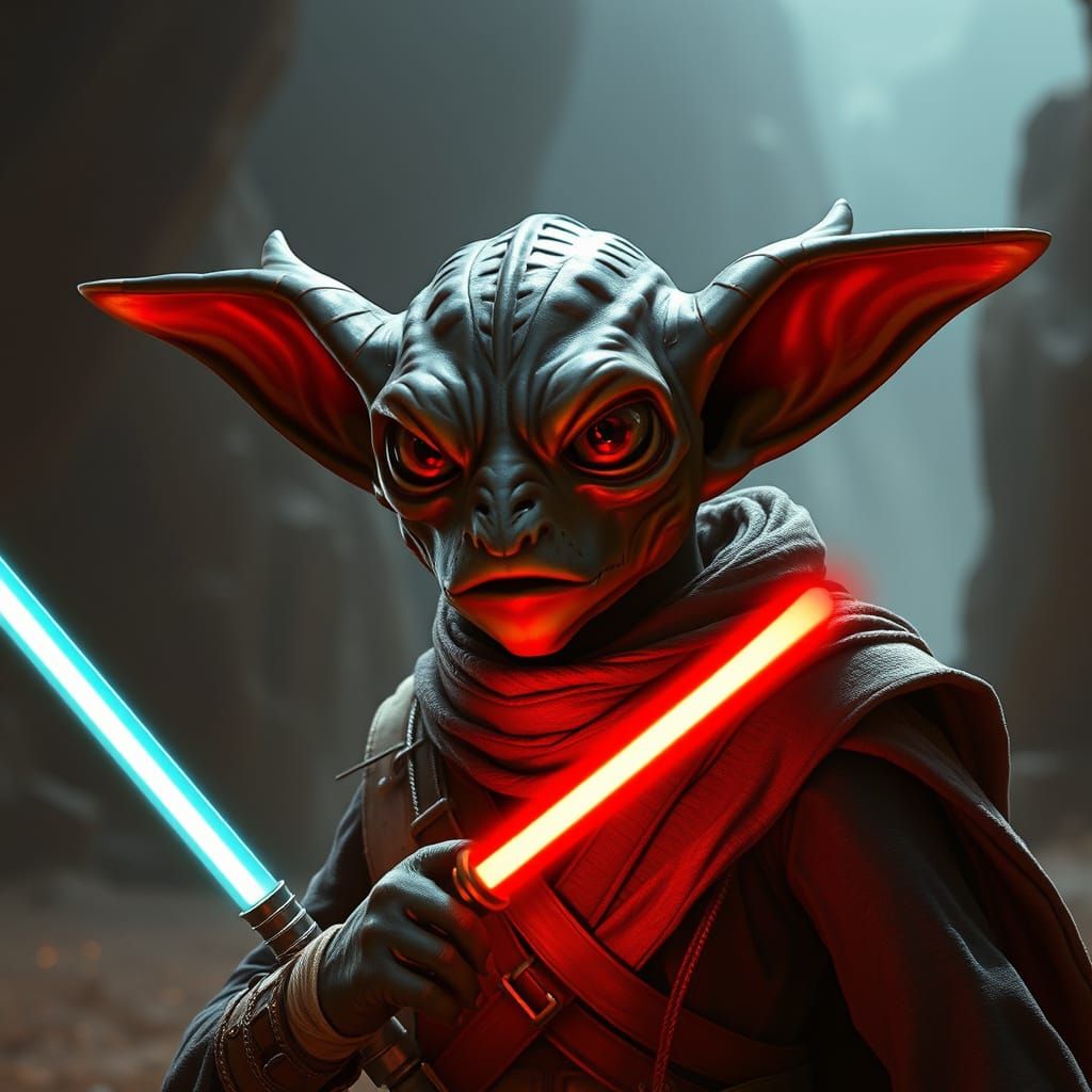 Epic Cinematic Gungan Sith Apprentice in Digital Matte Paint...