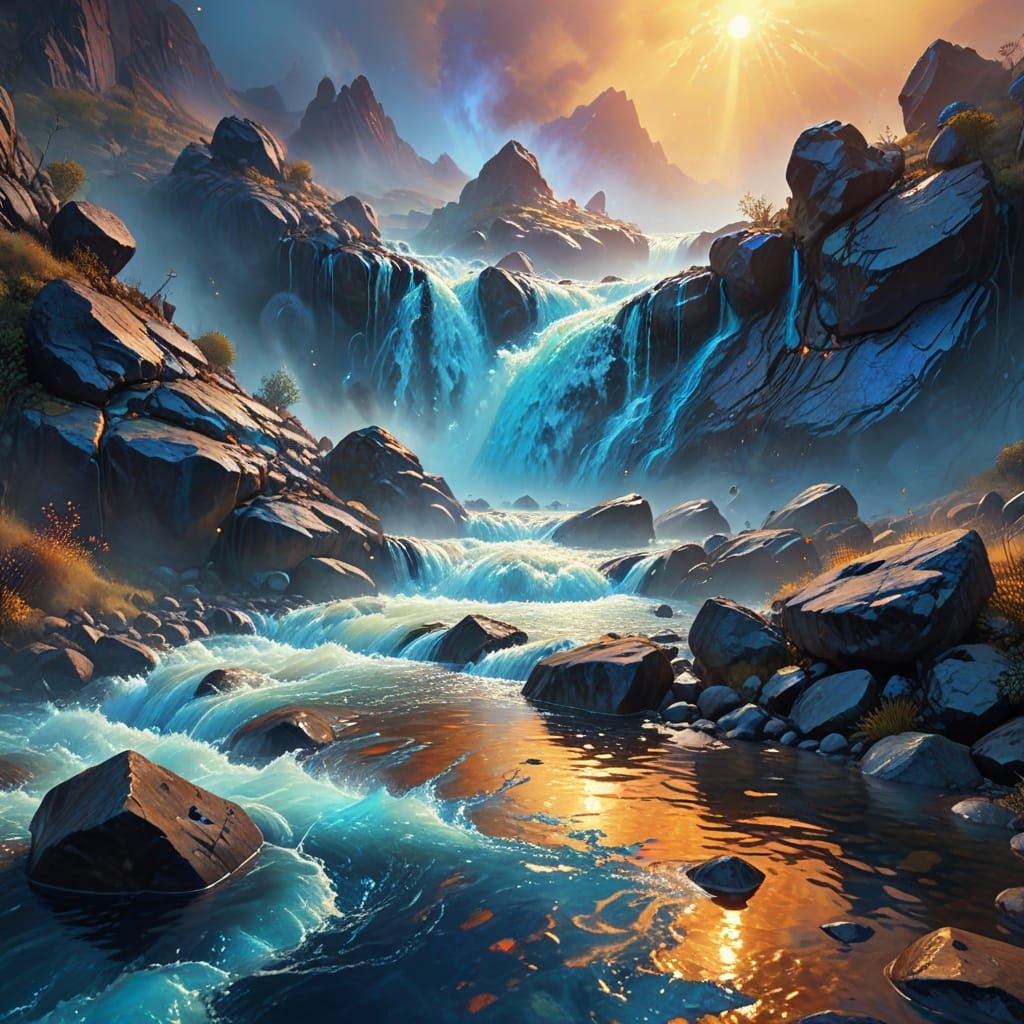 Surreal Rocky Landscape with Vibrant Colors