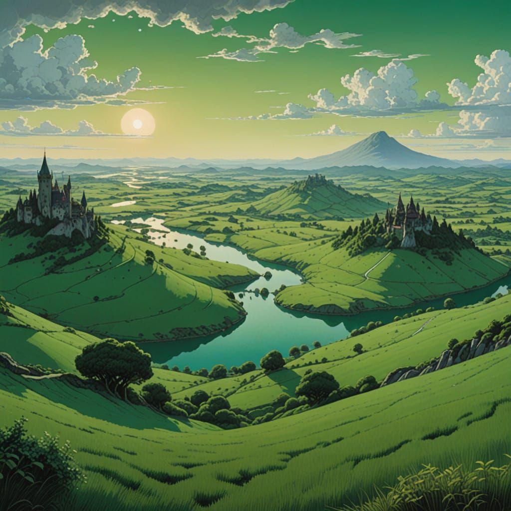 Whimsical Emerald Dreamscapes Unfurl Across the Horizon