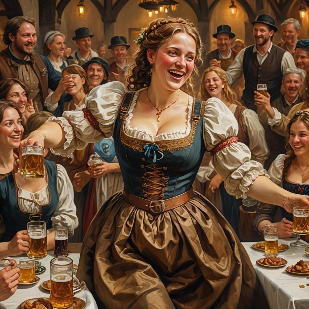 Oktoberfest Beauty in Renaissance Style Oil Painting