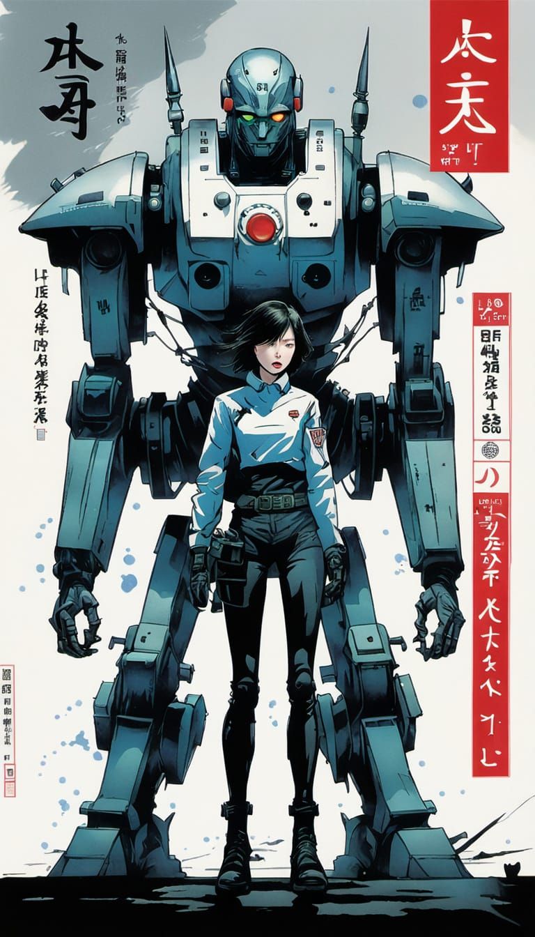 Cyberpunk Goddess Battles Robot Beast in Japanese-Inspired C...