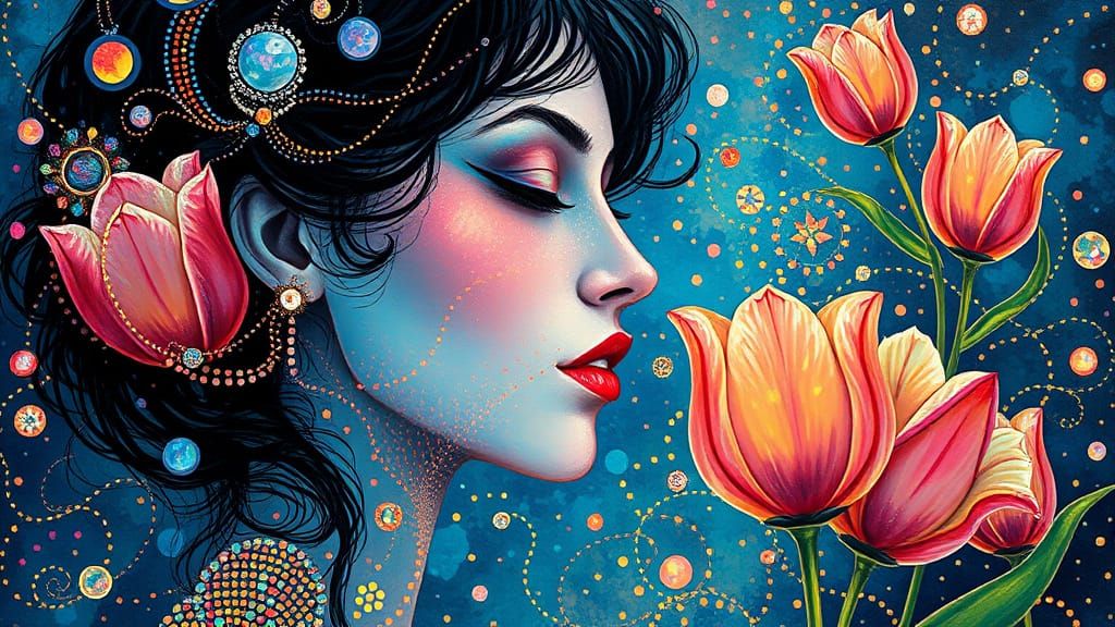 Whimsical Opal Goddess in Dreamlike Splendor