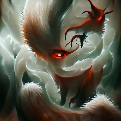 Sinister Nine-Tailed Fox Fantasy Art
