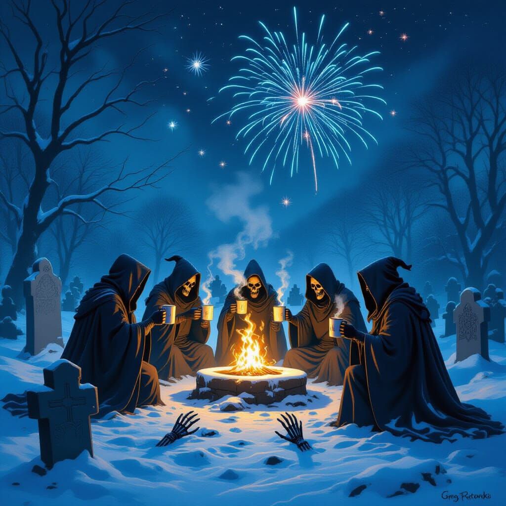 Sinister Midnight Toast in Graveyard