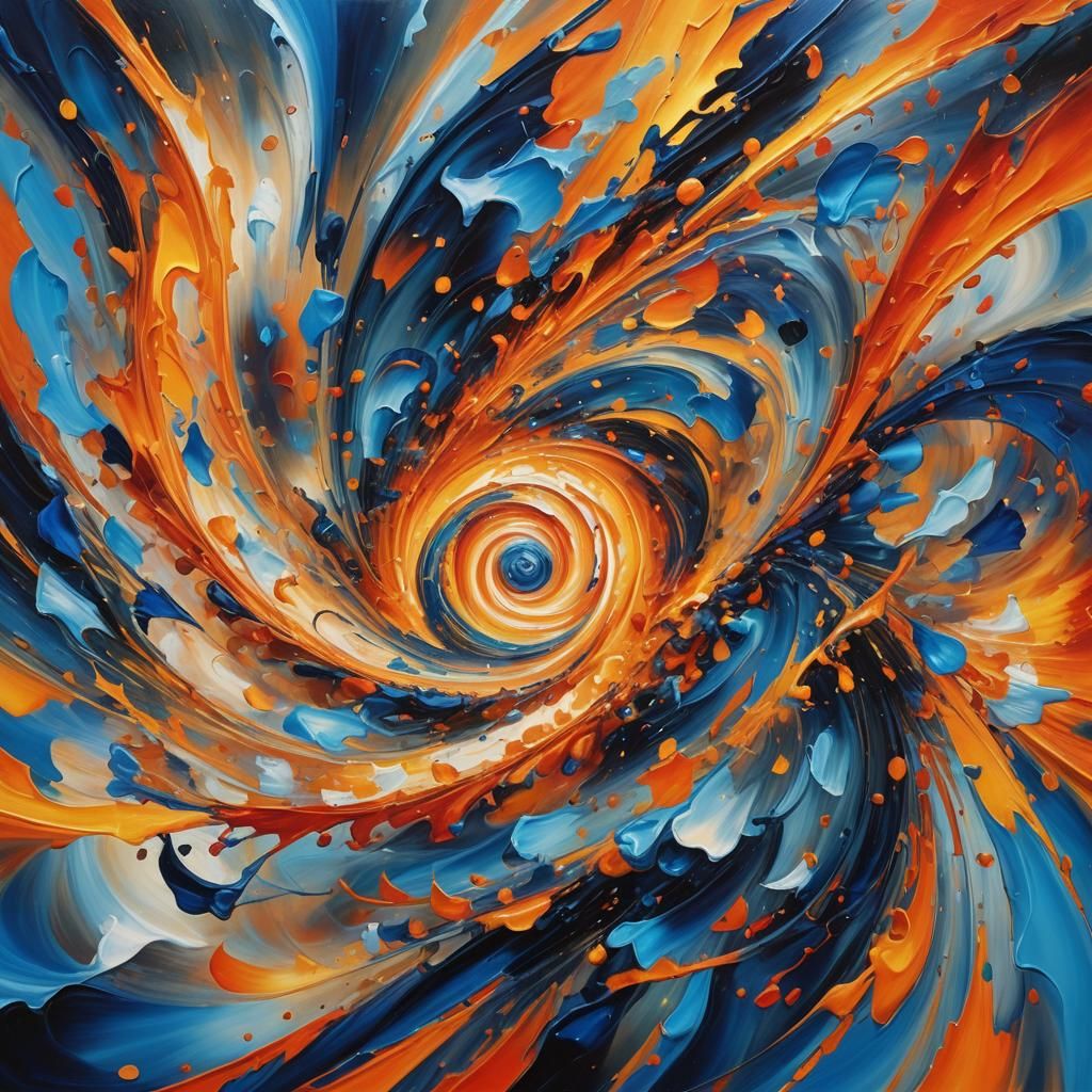 Surrealist Collision: Vibrant Abstract Oil Painting