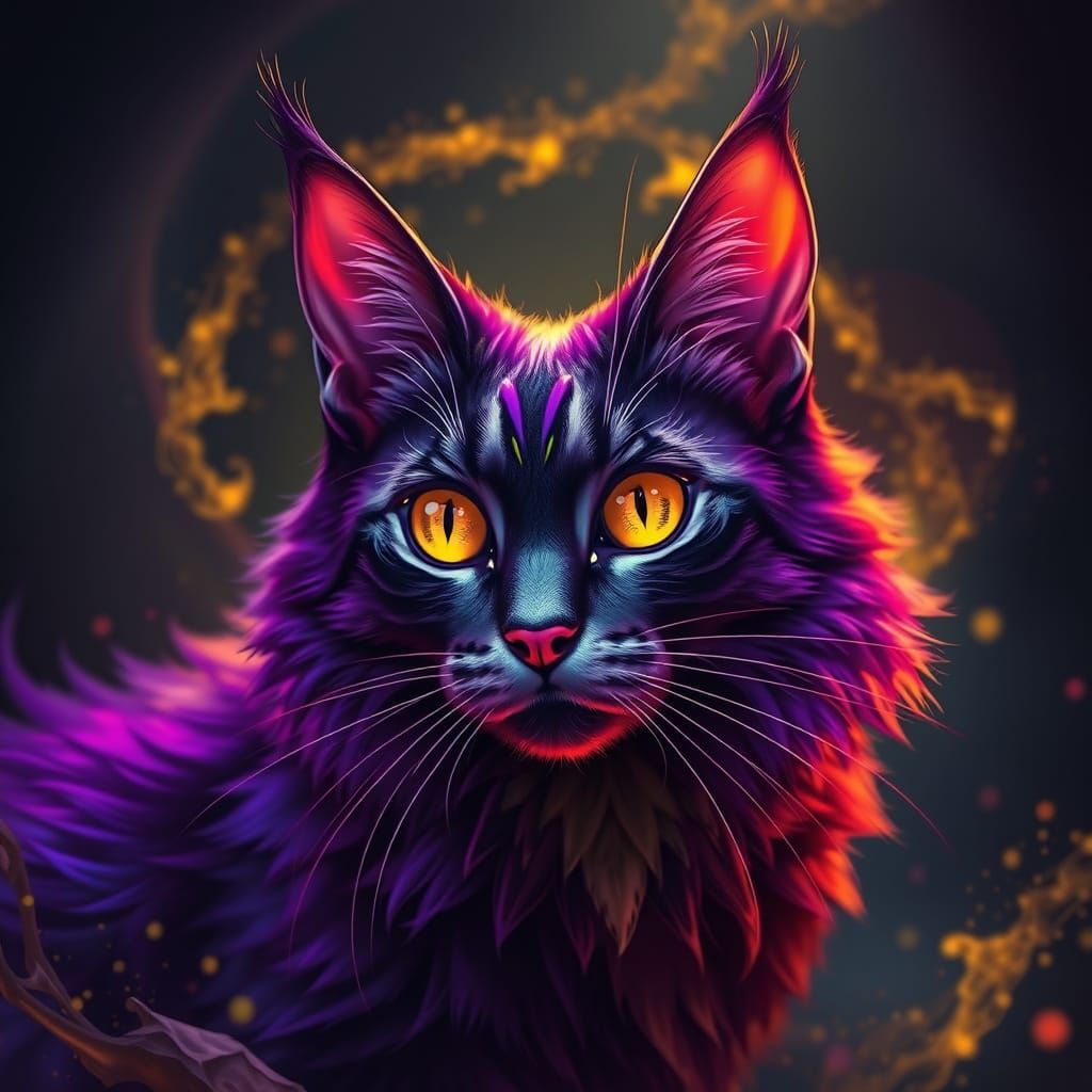 Majestic Feline in Dark Fantasy Realm