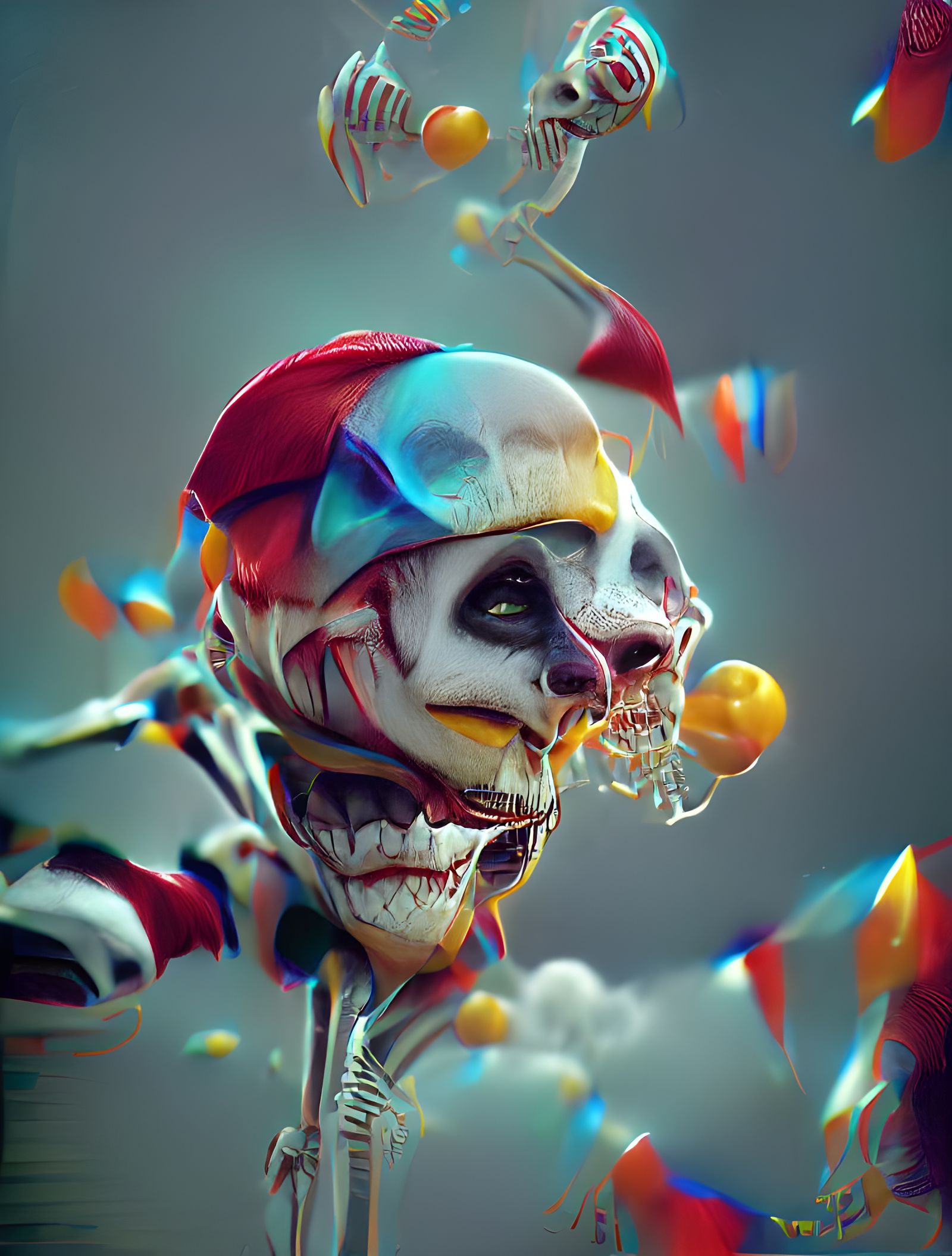 Hyperrealistic Clown Skeleton Concept Art