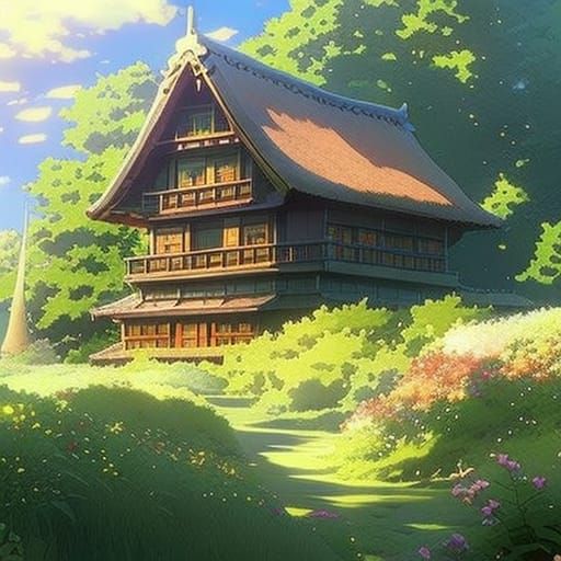 Gingerbread House in Anime Key Visual Style