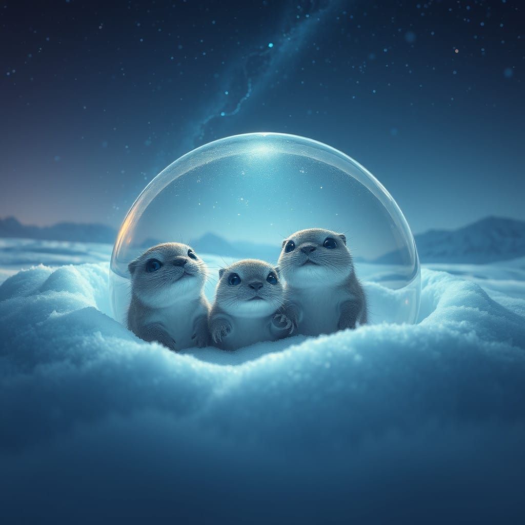 Mystical Creatures Gaze into Crystal Orb