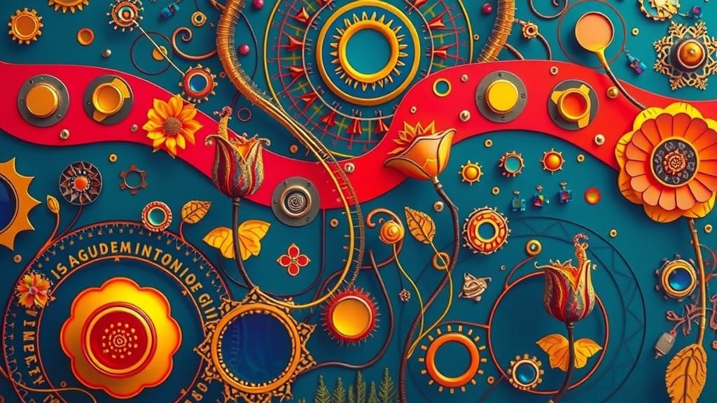 Surreal Cyberpunk Garden of Mechanical Botanical Marvels