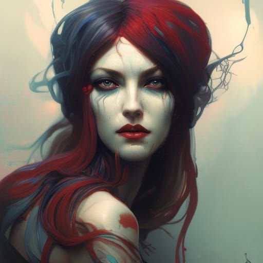 Lilith Portrait in Hyperdetailed Splash Art Style