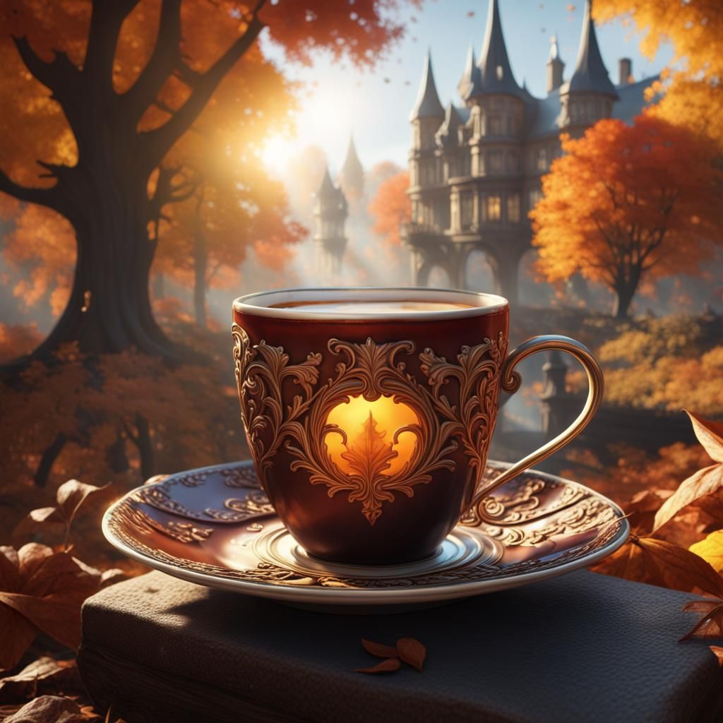 Autumn Coffee: Detailed Matte Painting of a Woman