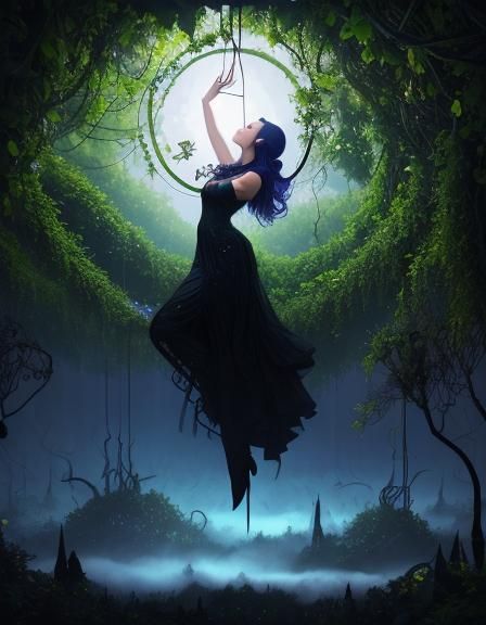 Dreamlike Surreal Scene with Floating Figure