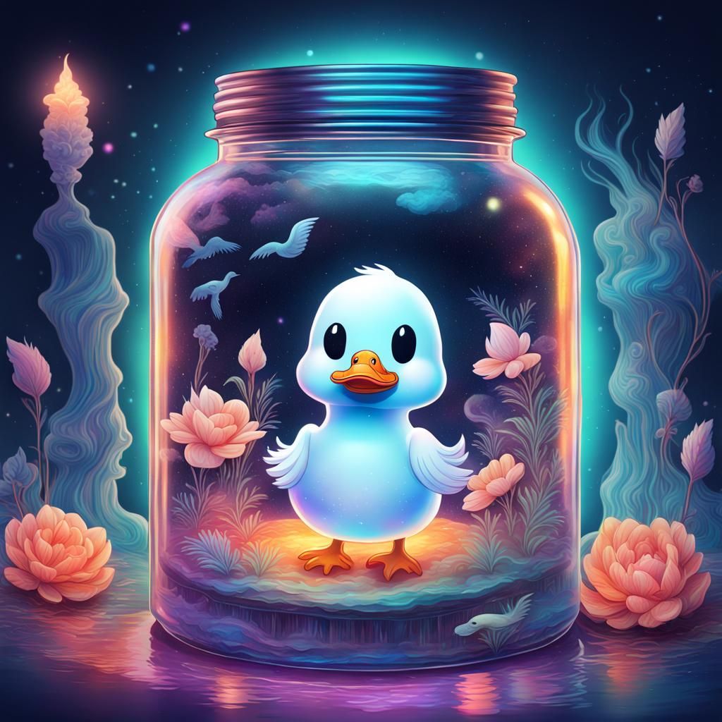 Duck Ghost in a Jar: Cosmic Holographic Illustration