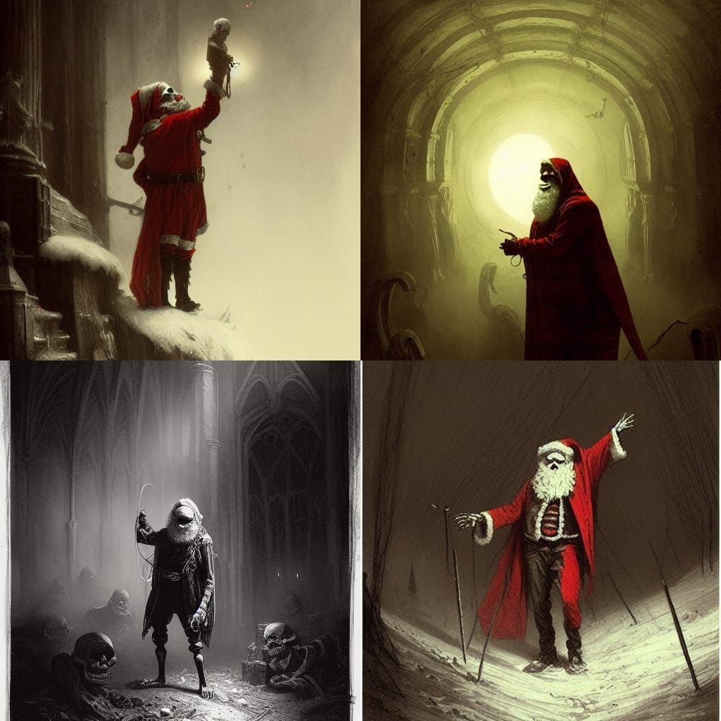 Skeleton Santa Claus in Gothic Horror Style