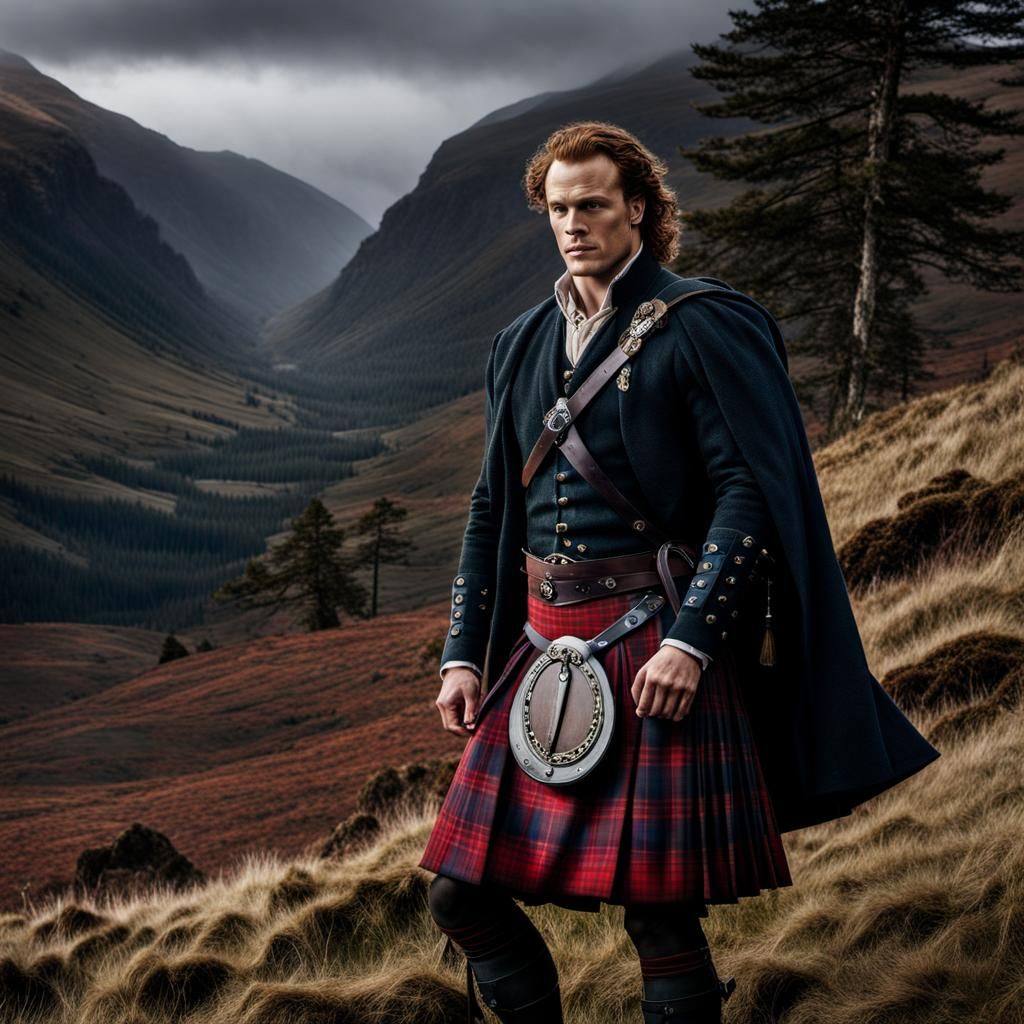 Highlander in Tartan Kilt: Dramatic Digital Painting