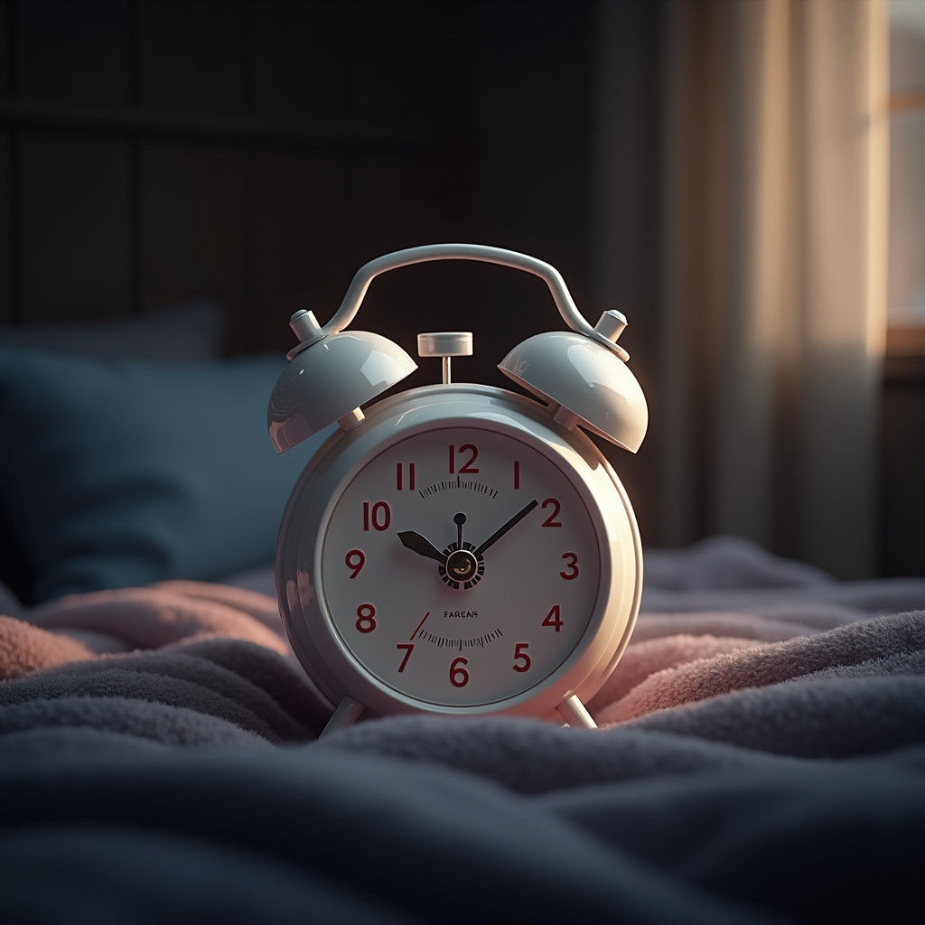 Watch-Like Alarm Clock on Velvet Bed in 8K