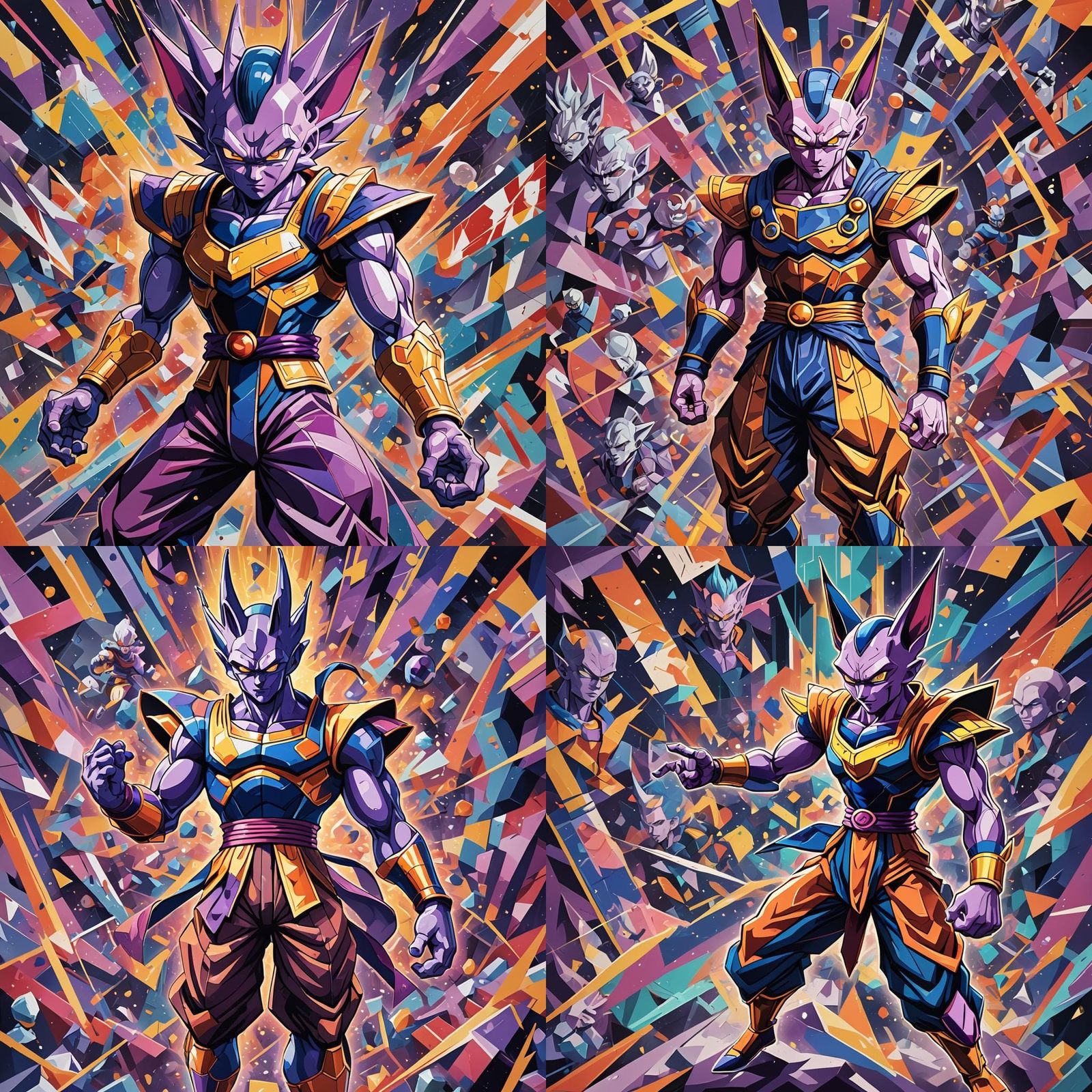 Kakarot Ultra Instinct Fight Scene in Cubist Style
