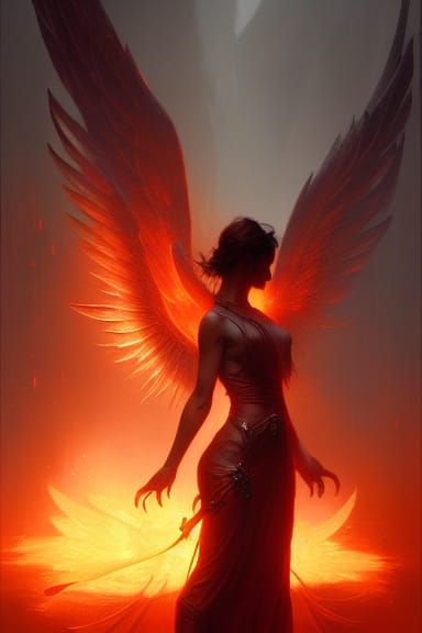 Fiery Angel: Dark Fantasy Concept Art