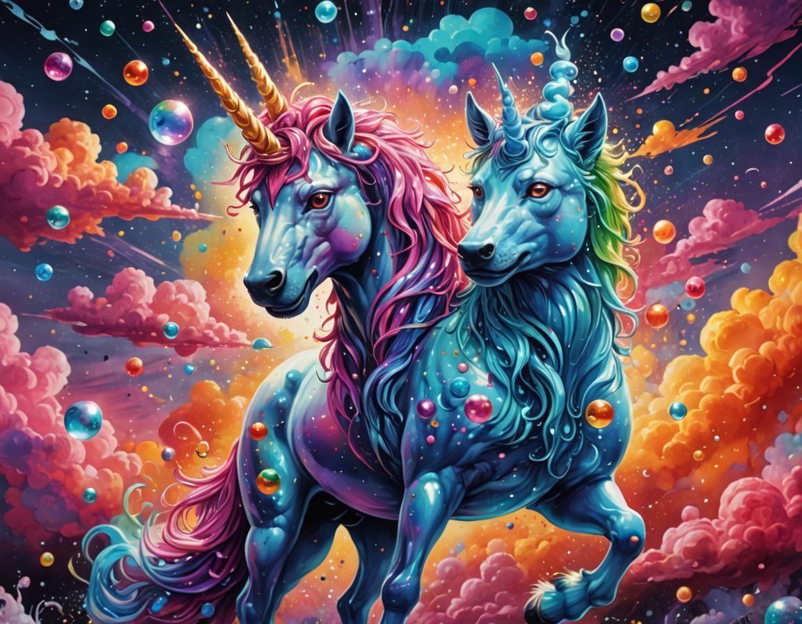 Celestial unicorn wolf