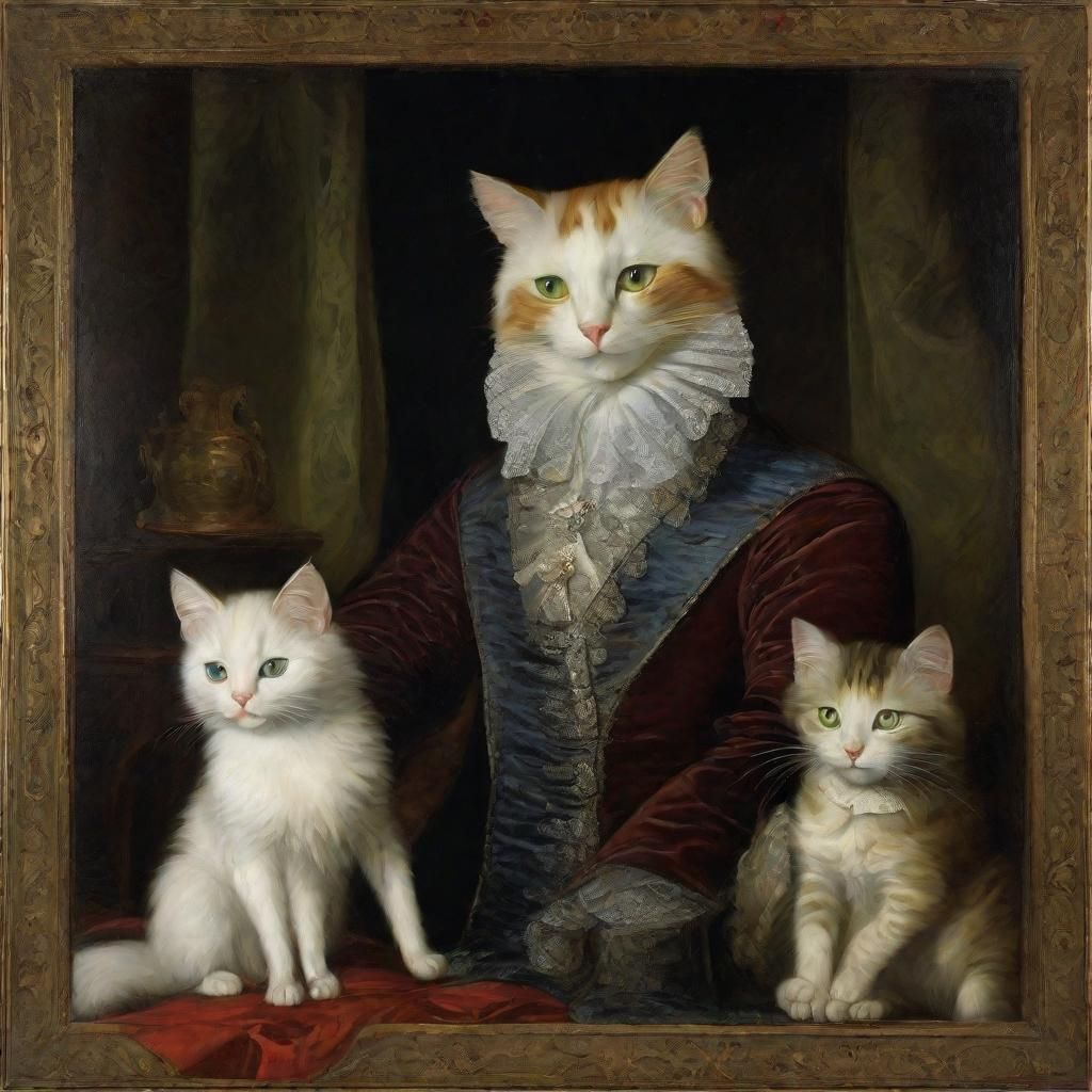 Vampire Cat Lover Portrait in Early 20th Century Style